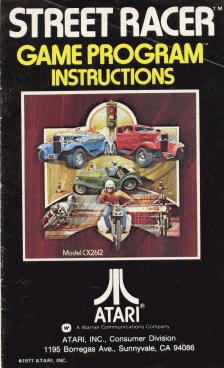 Street Racer-Atari 2600 manual